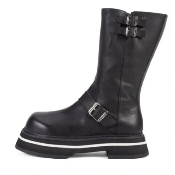 John Fluevog FV2 Boots, Size 10 black knee high chunky - Picture 3 of 12